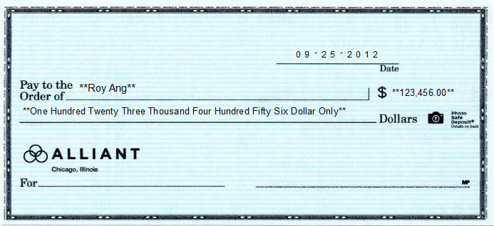 Printed Check of Harland Clarke's Wallet Check - Guardian Safety Blue in United States Printed Check of Harland Clarke's Wallet Check - Guardian Safety Blue in United States