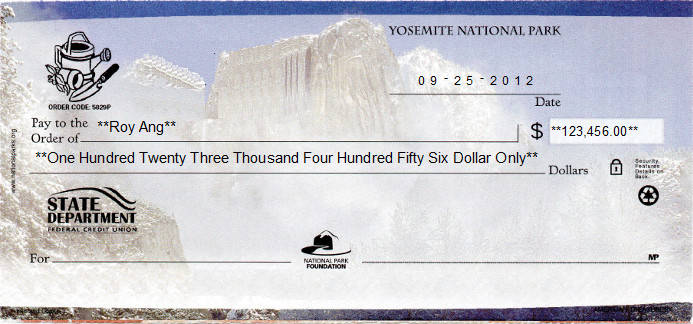 Printed Check of Harland Clarke's Wallet Check - American Treasures in United States Printed Check of Harland Clarke's Wallet Check - American Treasures in United States