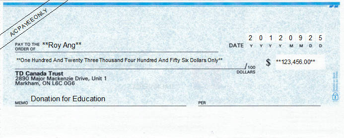 Printed Cheque of ASAP Cheque in Canada Printed Cheque of ASAP Cheque in Canada