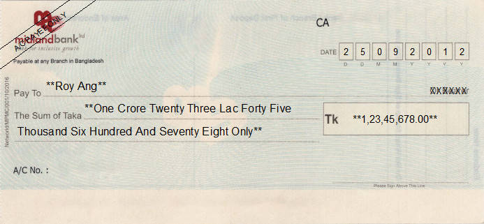 Printed Cheque of Midland Bank in Bangladesh Printed Cheque of Midland Bank in Bangladesh